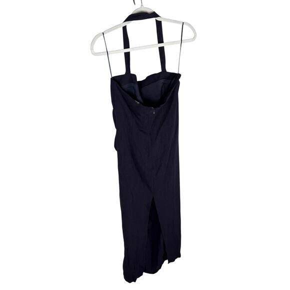 LIONESS 1999 Maxi Dress Halter Neck Ruched Formal Party Gala Evening Navy Medium - Picture 7 of 12